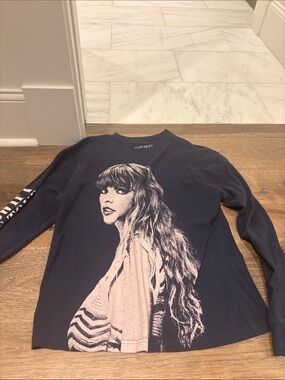 Taylor Swift eras tour Graphic Long Sleeve Tee in Black with Beige Print